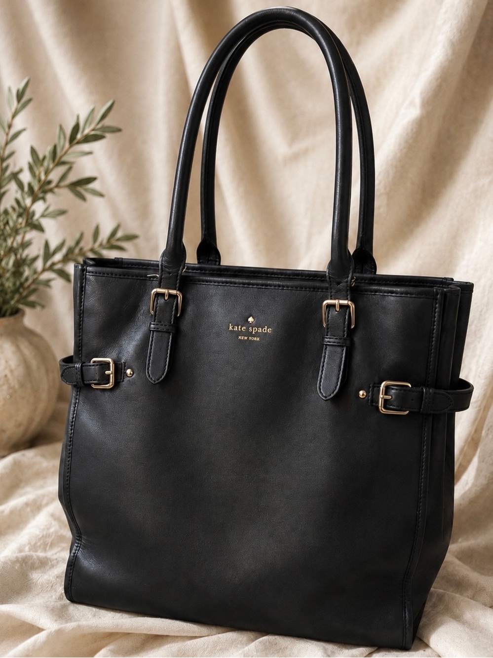 Kate Spade Vanston Dylan Large Black Leather Work Tote Shoulder Bag - Picture 11 of 14